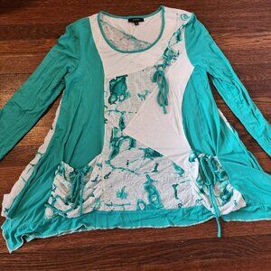 Kaktus Teal/White Tunic Blouse